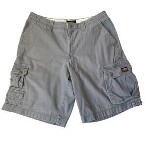 Eddie Bauer Baggy Cargo Shorts Men Size 35 Gray Thick Cotton Utility Outdoor